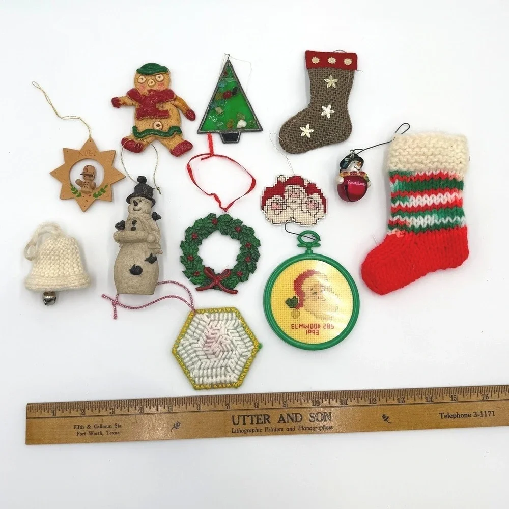 Christmas Ornament‎ Lot 12 Vintage Style Holiday Decorations Gingerbread Snowman